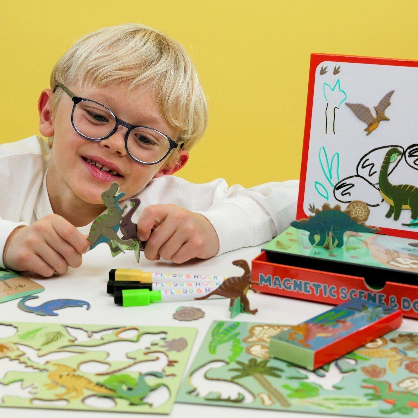 Floss & Rock Dinosaur Magnetic Scene & Doodle Set image number 1