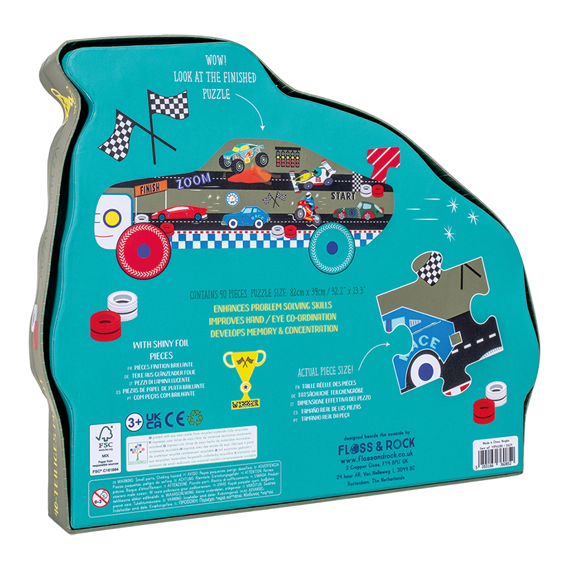 Floss & Rock Racing Car 40 Piece Jigsaw Puzzle image number 2
