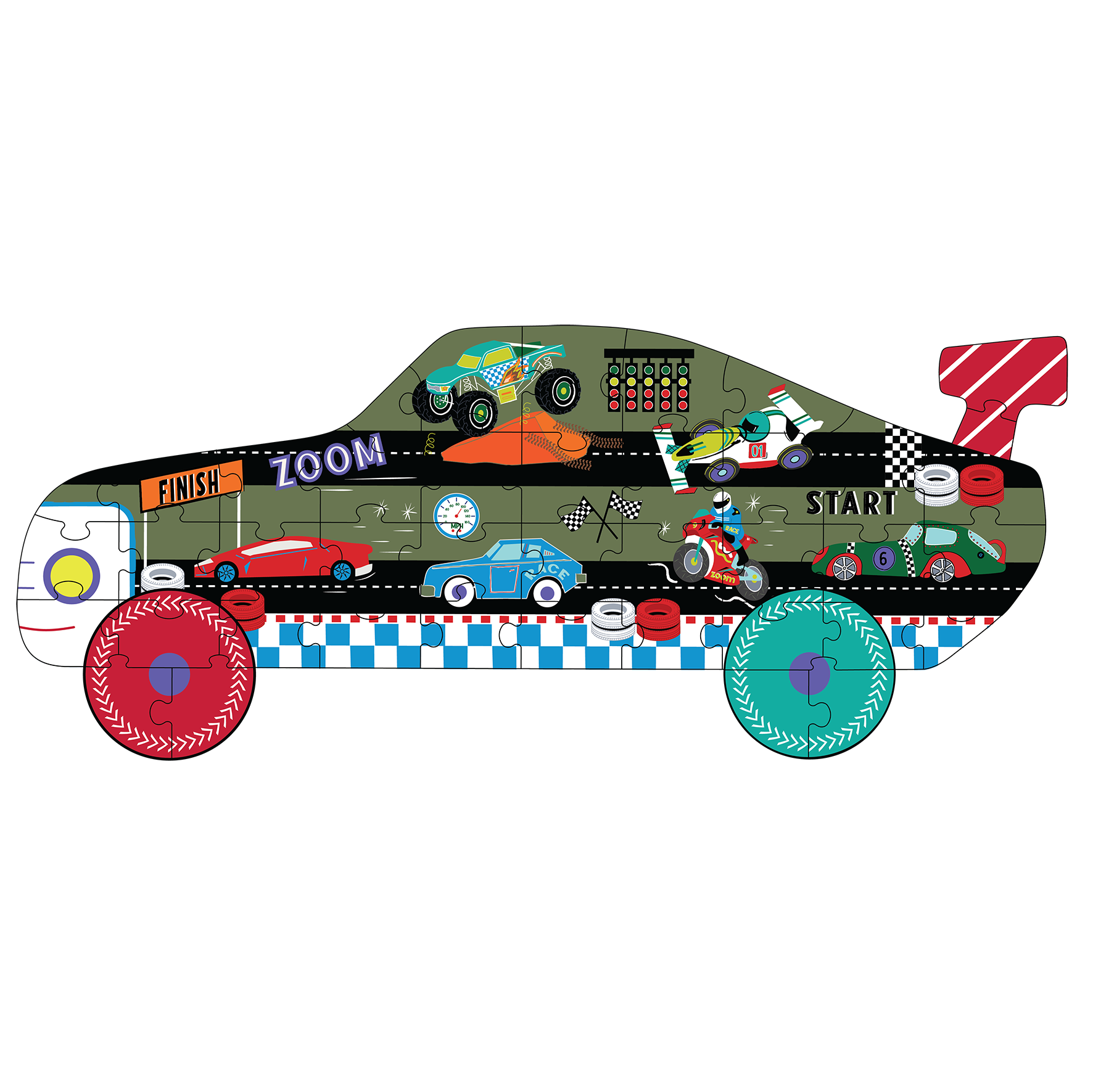 Floss & Rock Racing Car 40 Piece Jigsaw Puzzle image number 1