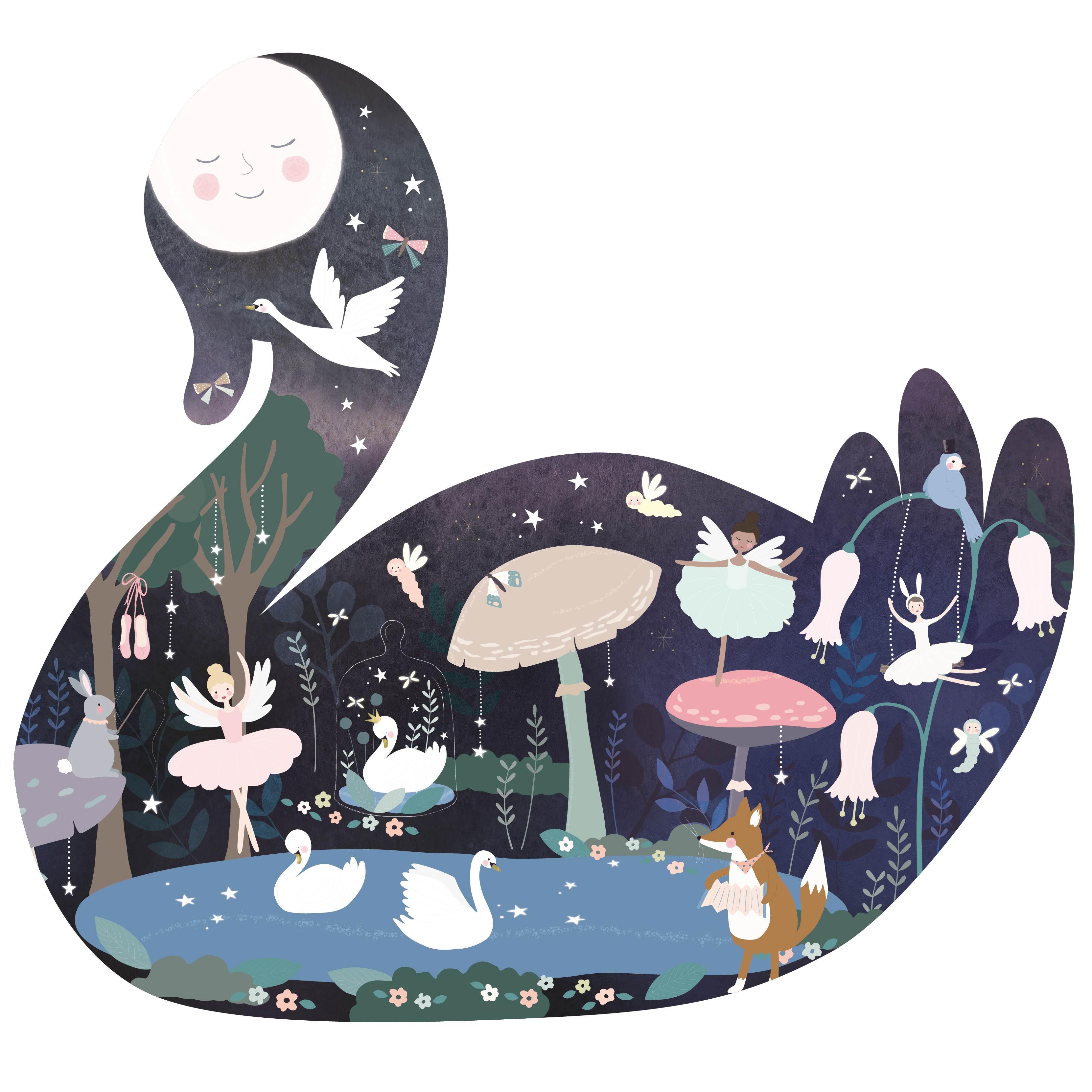 Floss & Rock Enchanted Swan 40 Piece Shaped Jigsaw Puzzle image number 1