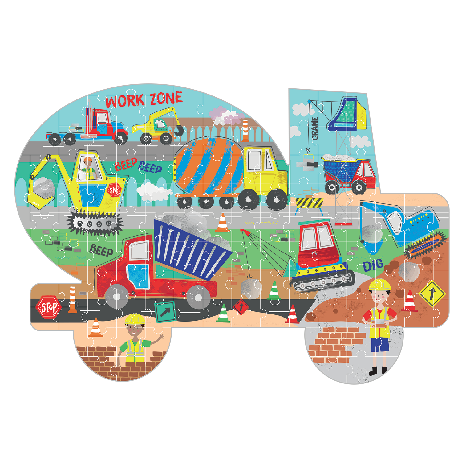Floss & Rock Construction 120 Piece Shaped Jigsaw Puzzle image number 3