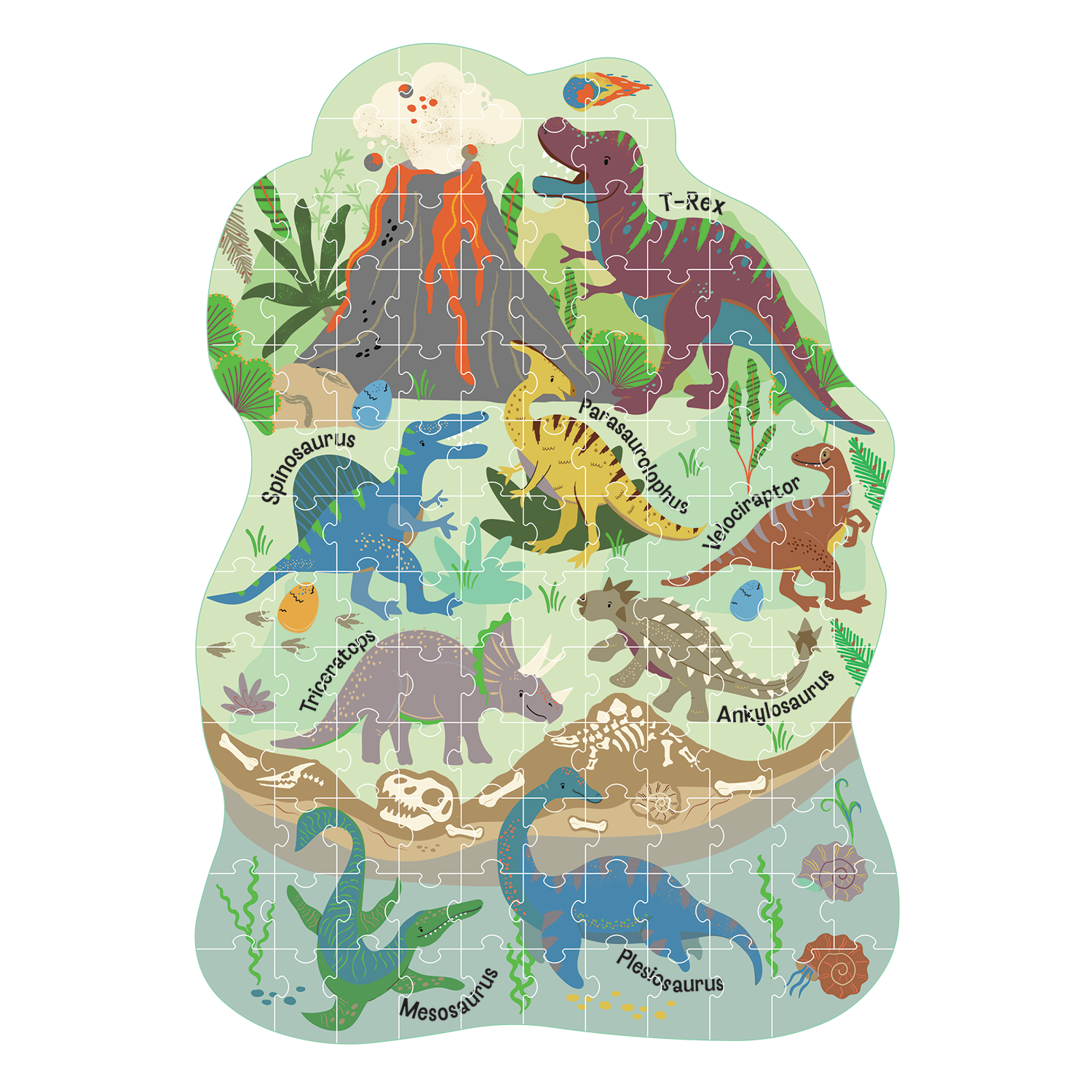 Floss & Rock Dinosaur 120 Piece Shaped Jigsaw Puzzle image number 2