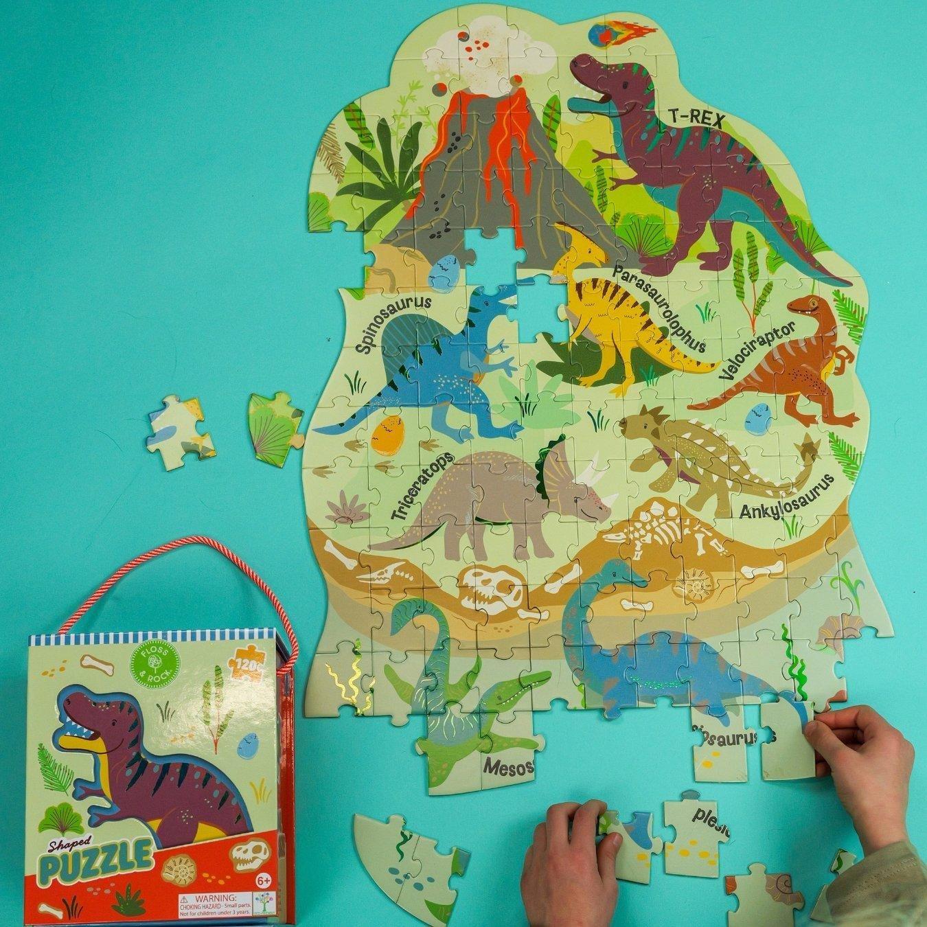 Floss & Rock Dinosaur 120 Piece Shaped Jigsaw Puzzle image number 1