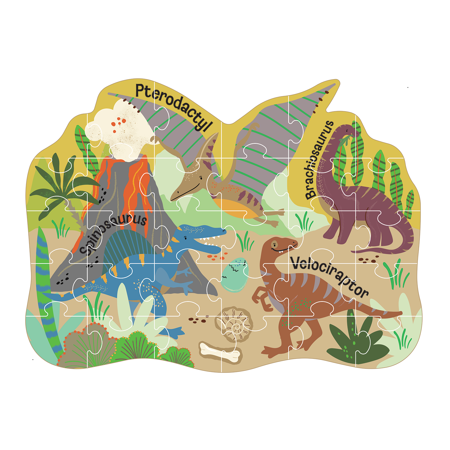 Floss & Rock Dinosaur 30 Piece Shaped Jigsaw Puzzle image number 1