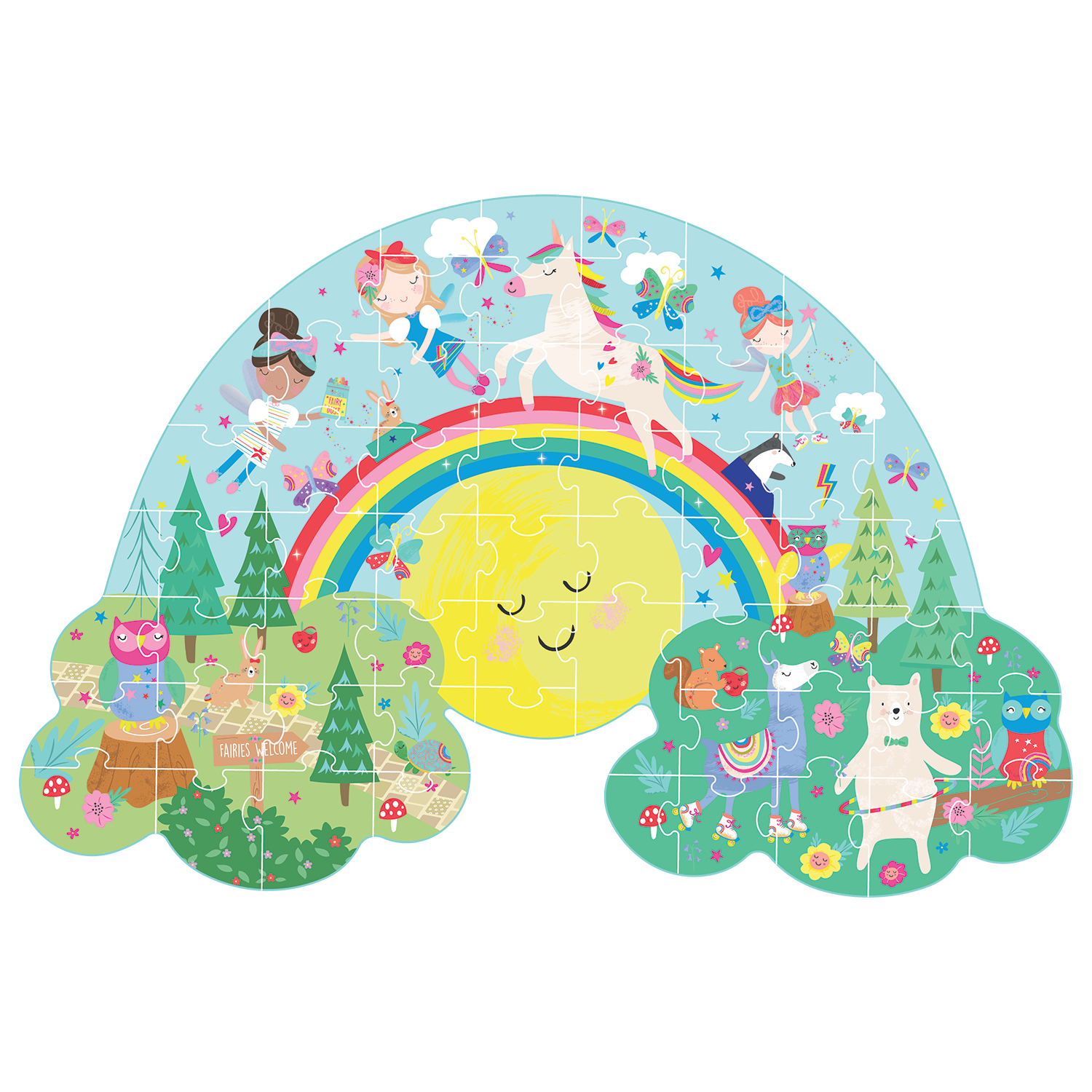 Floss & Rock Rainbow Fairy 60 Piece Shaped Jigsaw Puzzle image number 1