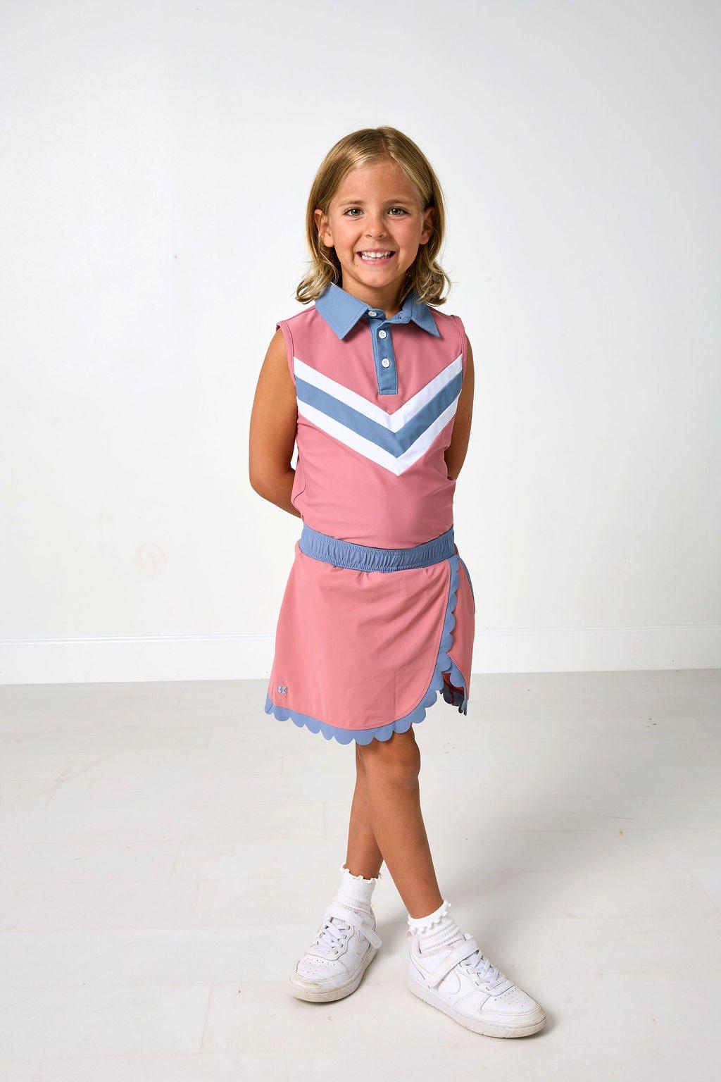 Girls Scalloped Skort- Pink image number 1