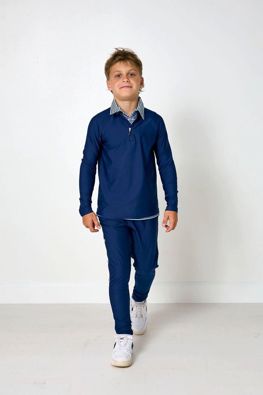 Boys Warm-Up Retro Jogger Pant- Navy image number 1
