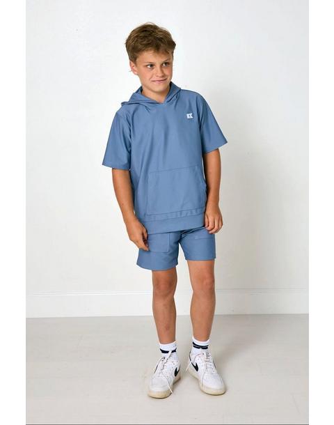 Short Sleeve Hoodie- Slate