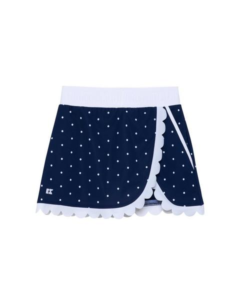 Girls Scalloped Skort- Navy Dot