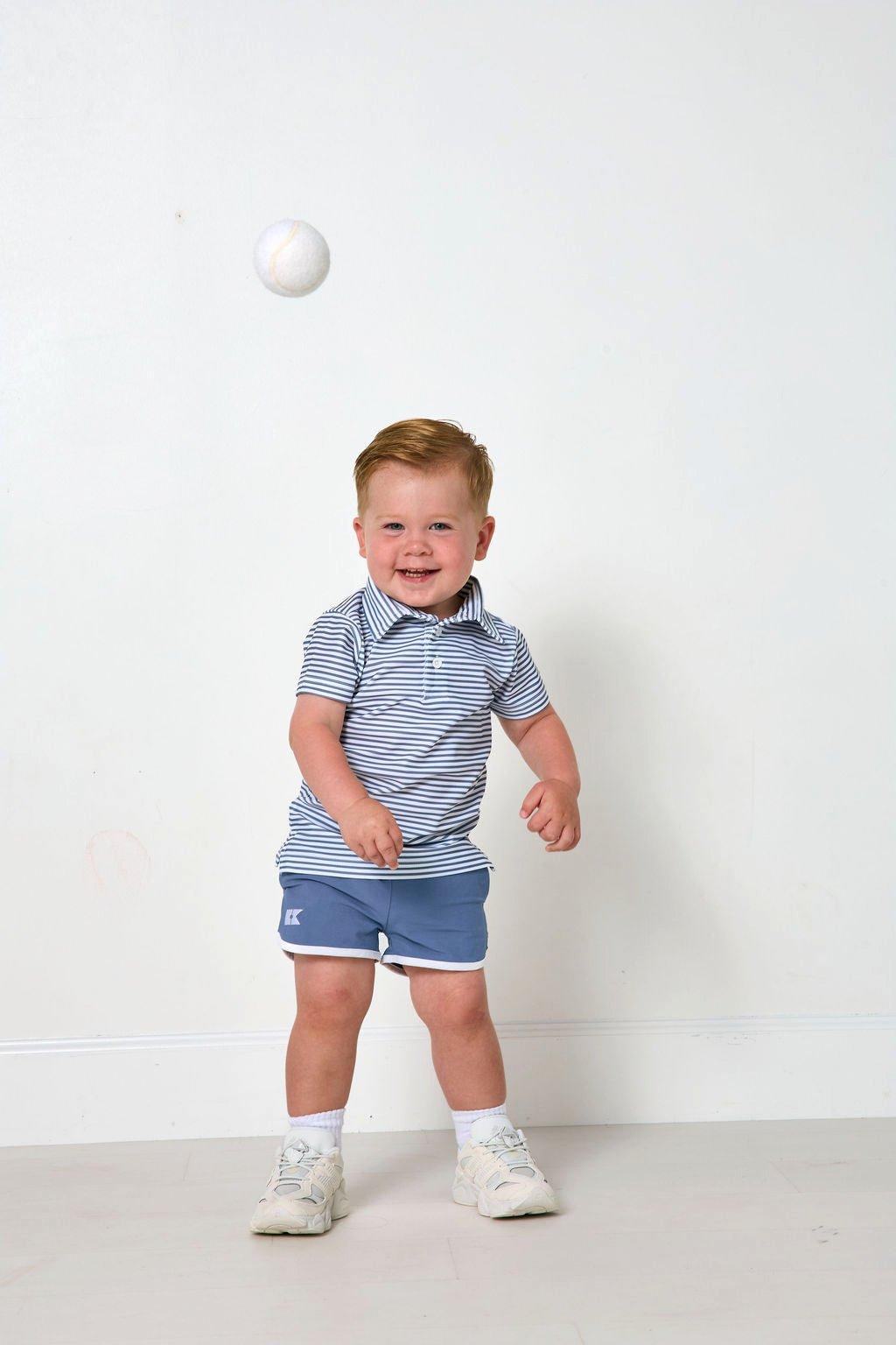 Boys Thin Stripe Polo Shirt - Slate image number 4
