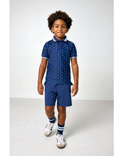 Boys Polo Shirt - Navy Dot
