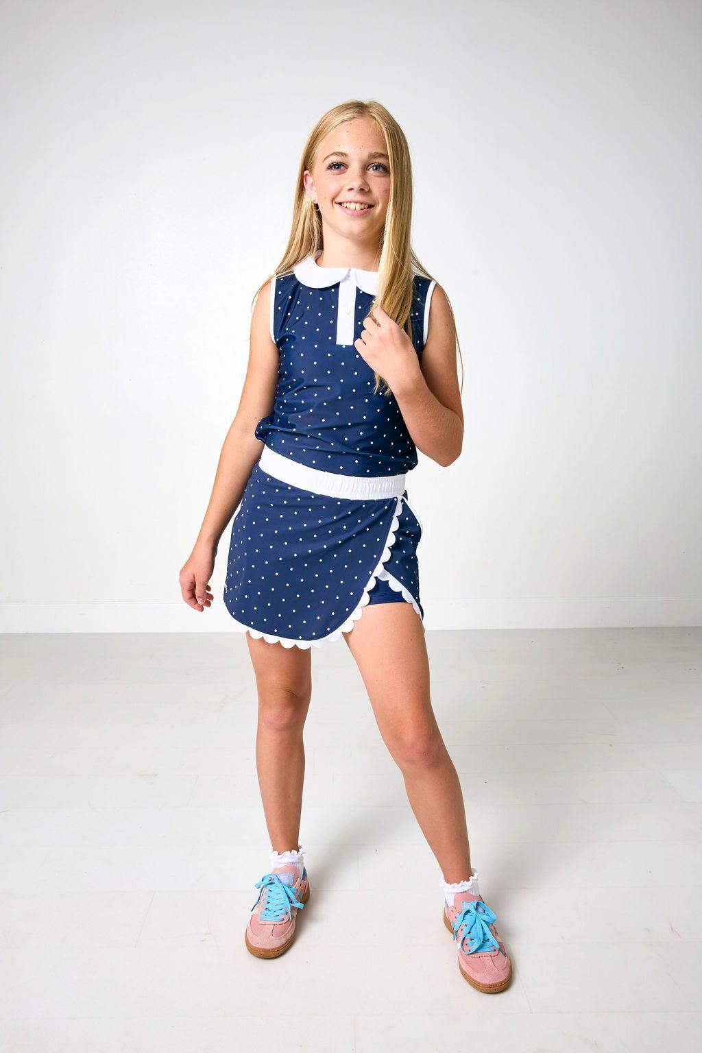 Girly Girls Tank Top- Navy Dot image number 1