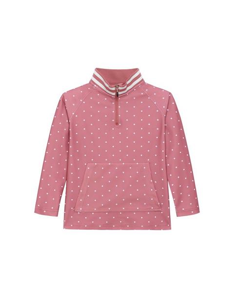 Girls Retro Half-Zip- Pink Dot