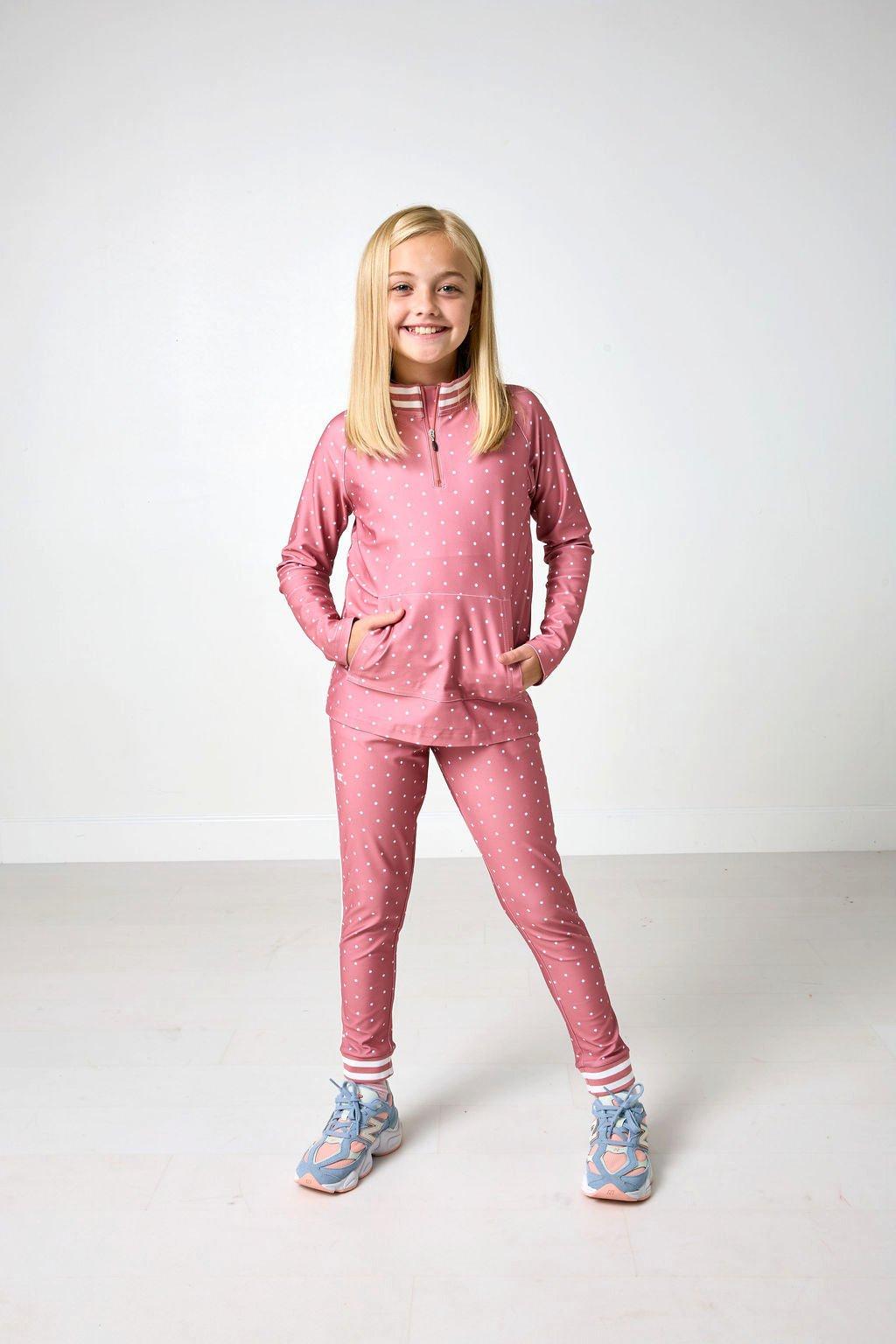Girls Retro Half-Zip- Pink Dot image number 2