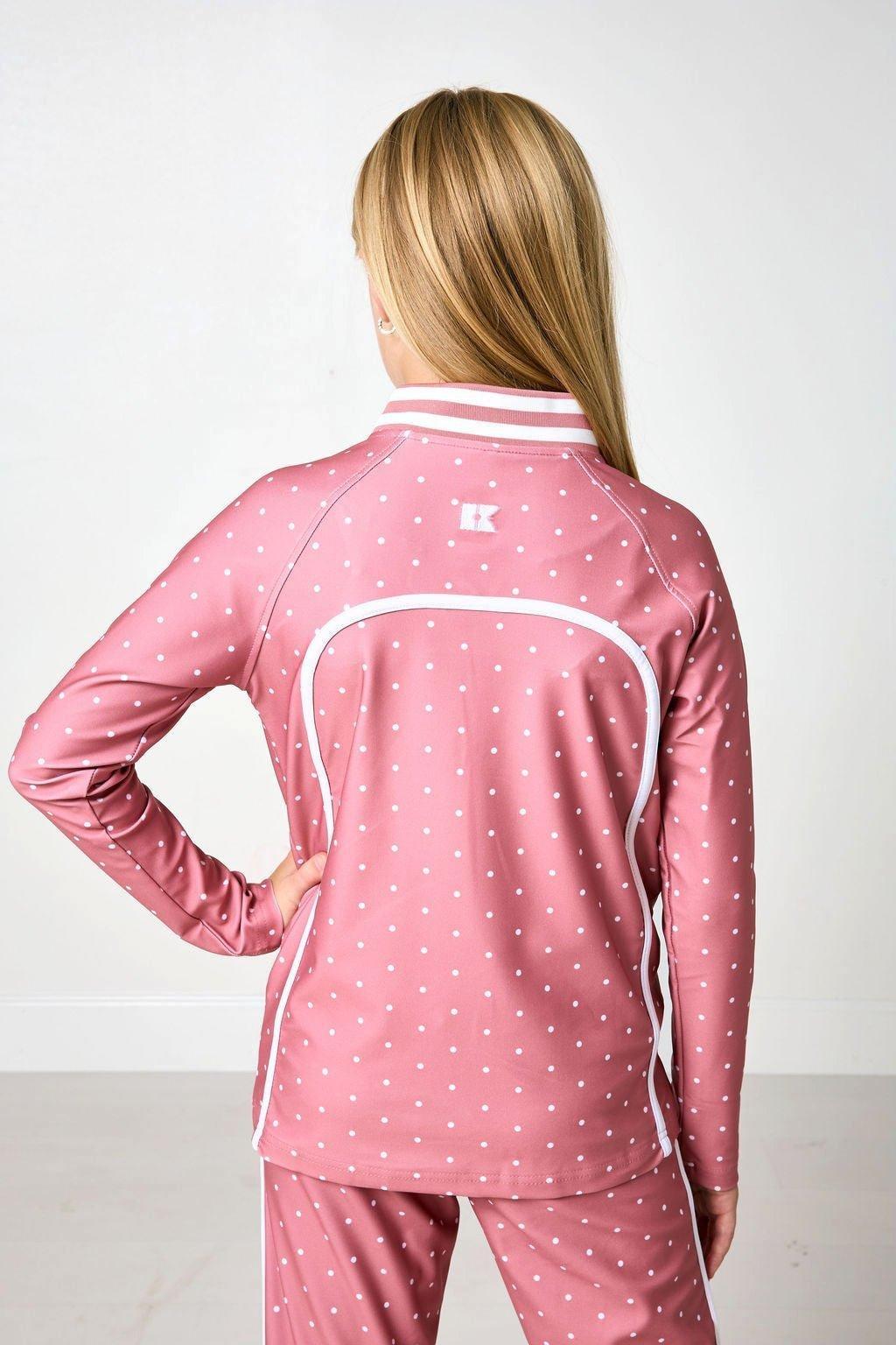 Girls Retro Half-Zip- Pink Dot image number 3