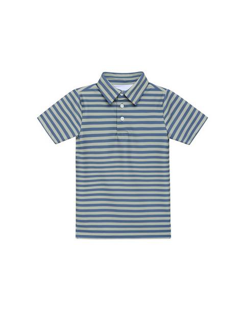 Boys Polo Shirt - Slate Sage Stripe