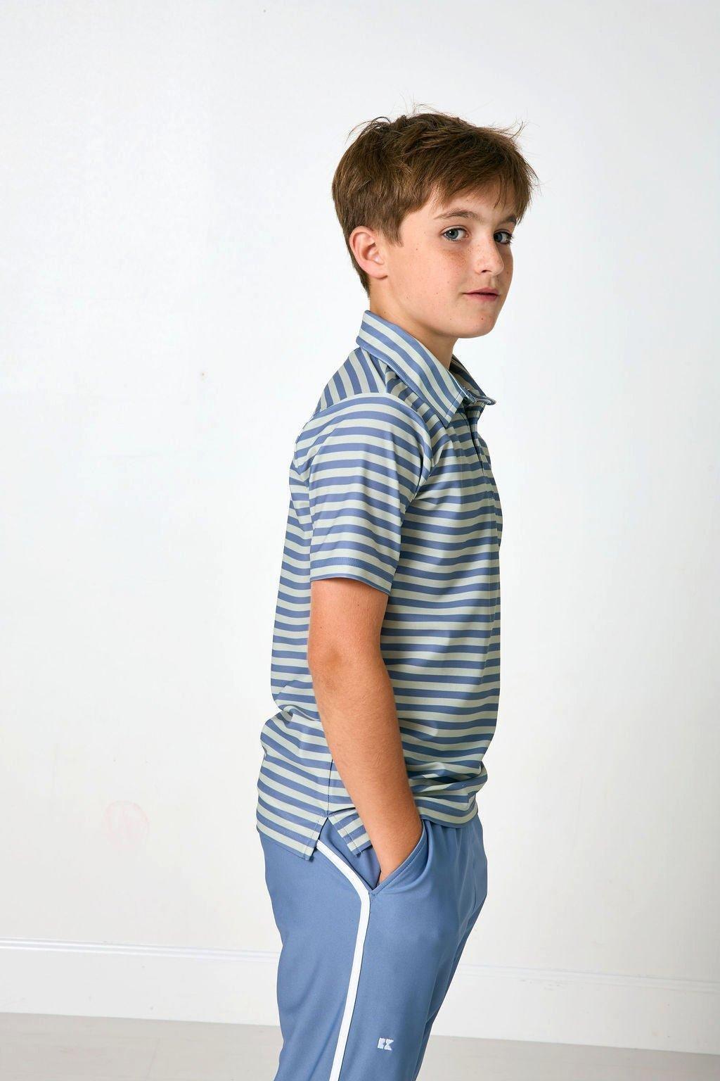 Boys Polo Shirt - Slate Sage Stripe image number 2