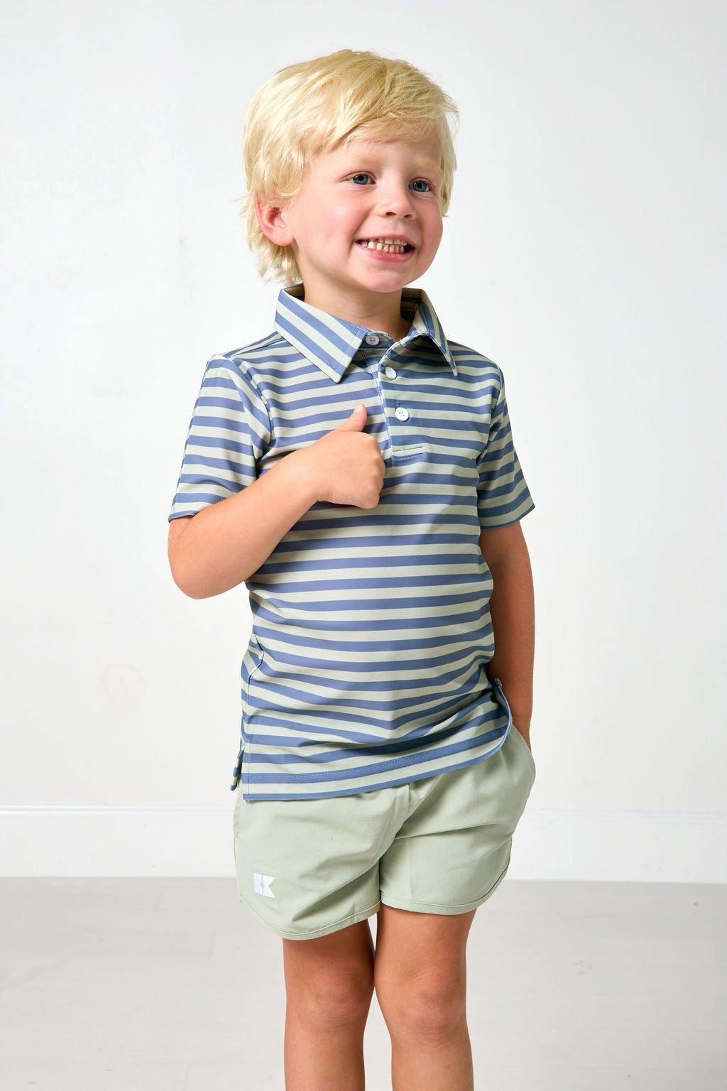 Boys Polo Shirt - Slate Sage Stripe image number 3