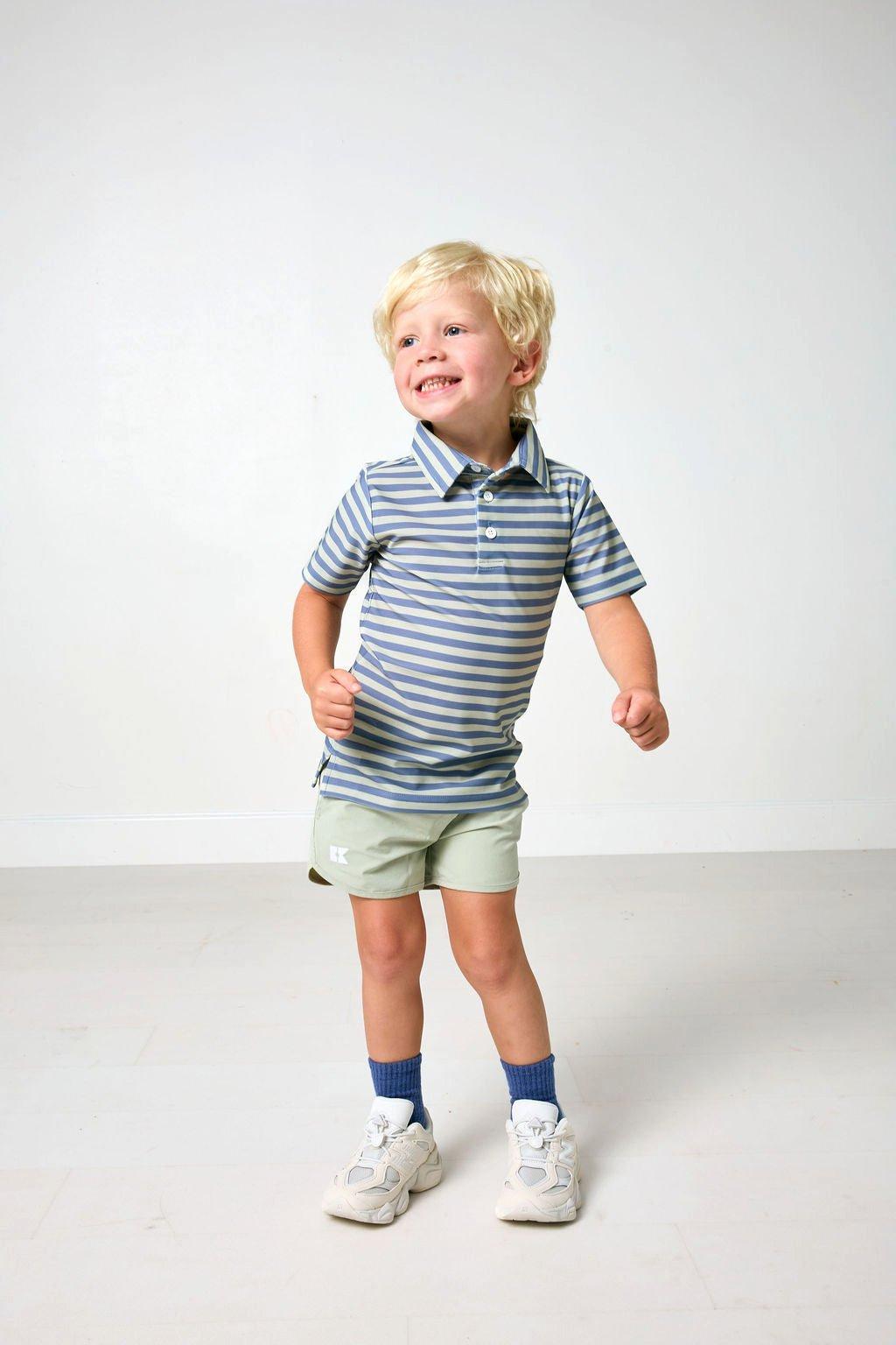 Boys Polo Shirt - Slate Sage Stripe image number 1