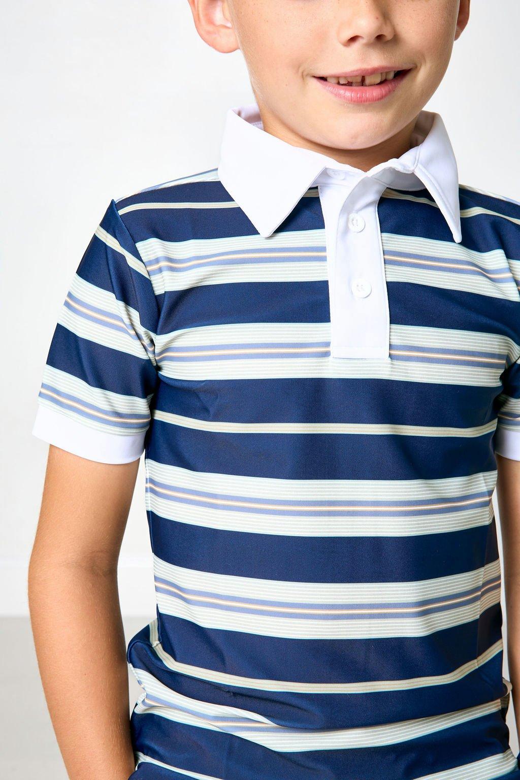 Boys Polo Shirt - Navy Stripe image number 2