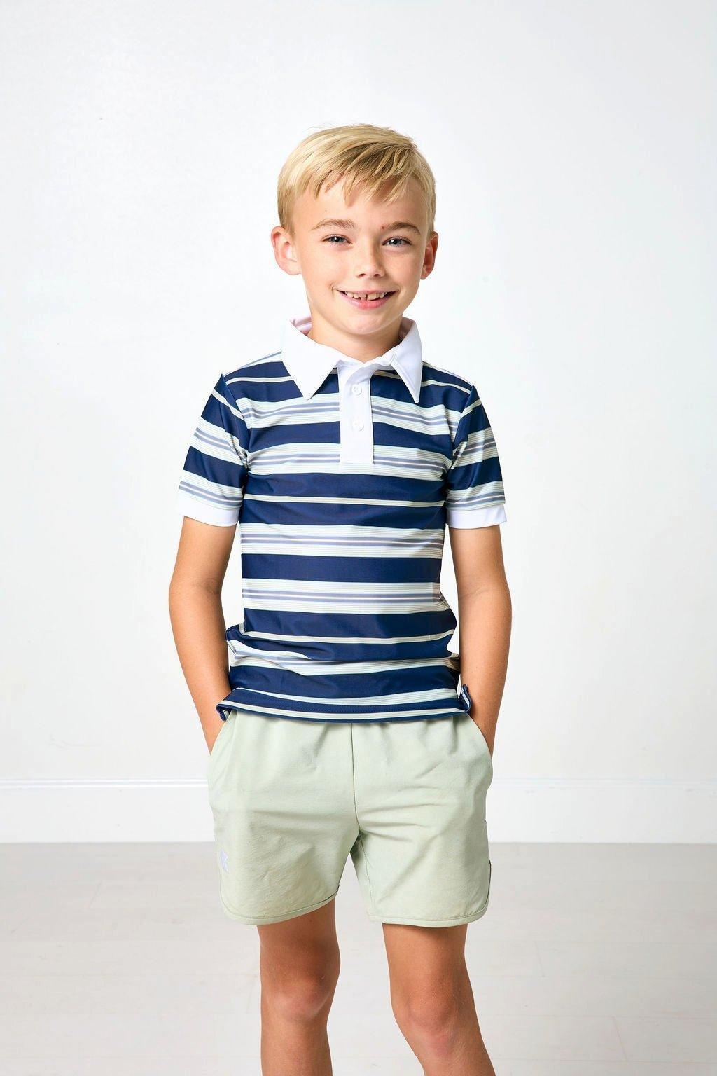 Boys Polo Shirt - Navy Stripe image number 1