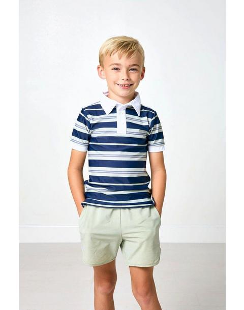 Boys Polo Shirt - Navy Stripe