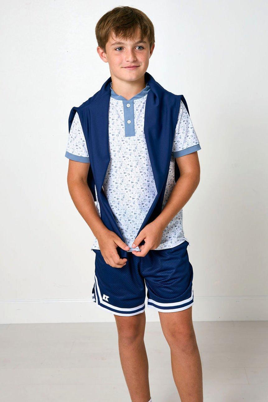 Boys Retro Mesh Basketball Short - Navy image number 3