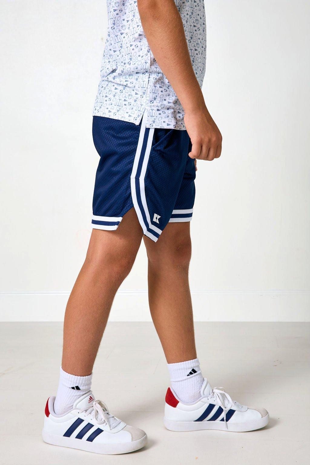Boys Retro Mesh Basketball Short - Navy image number 4