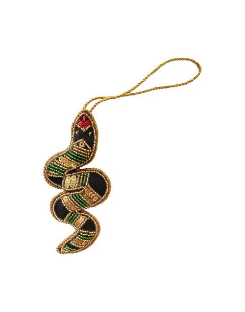Beaded Snake Christmas Ornament