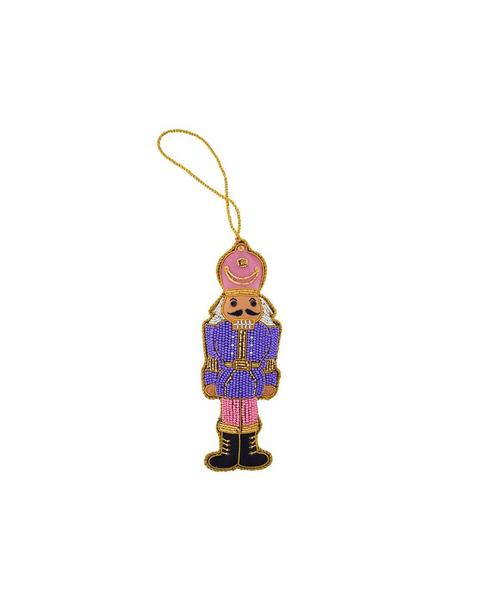 Nutcracker Christmas Ornament in Pink and Purple