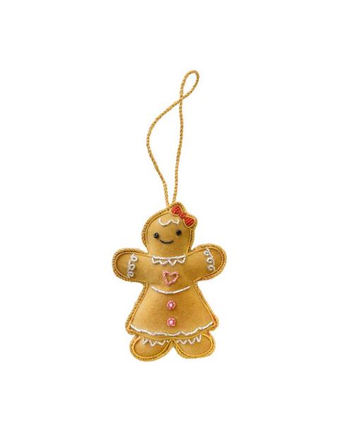Gingerbread Girl Embroidered Christmas Ornament