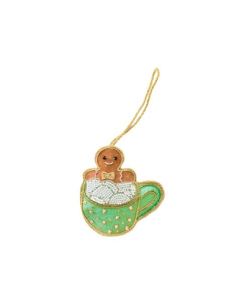 Beaded Gingerbread Mug Christmas Ornament