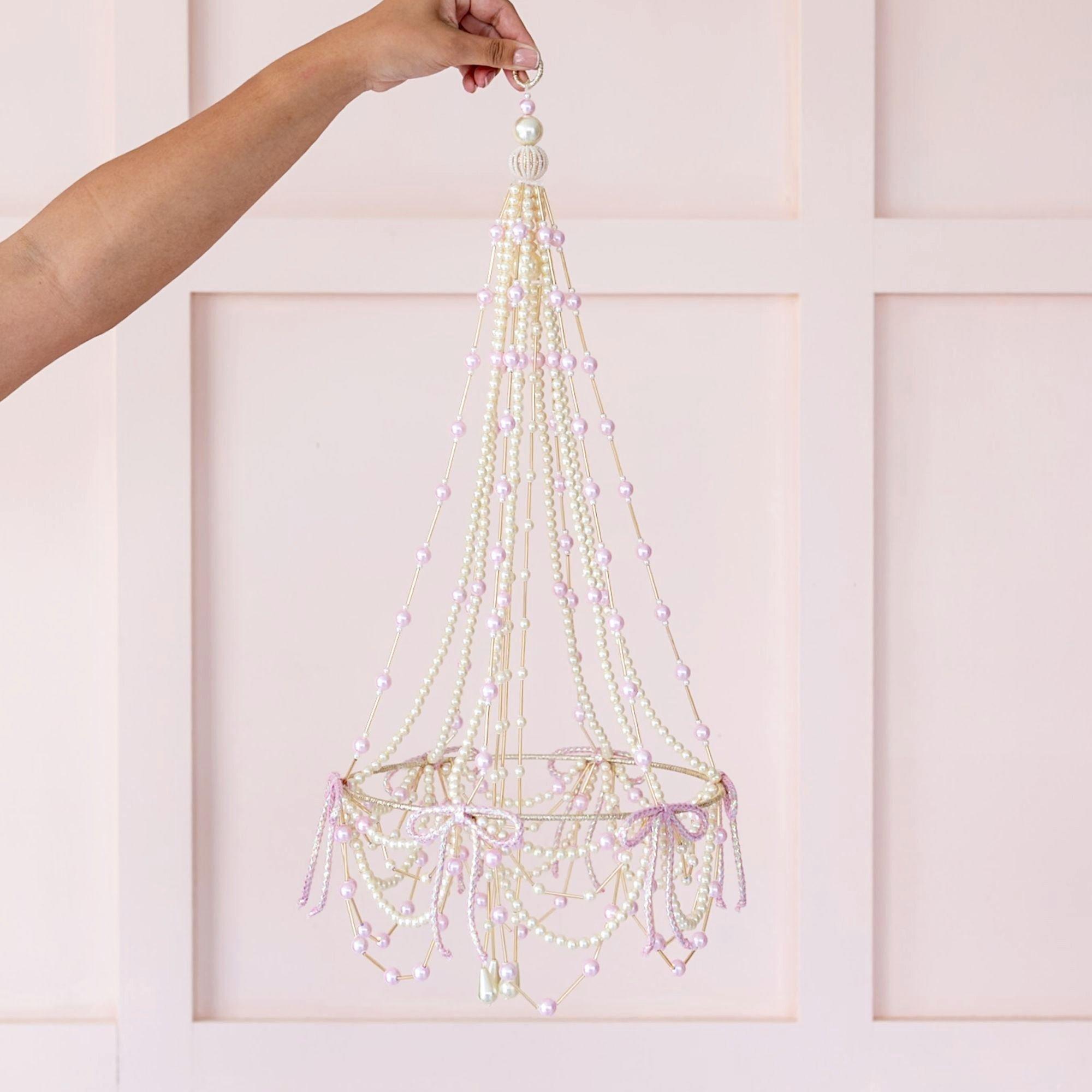 Pink Beaded Decorative Chandelier image number 1