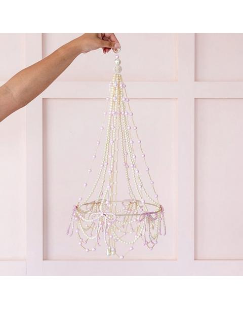 Pink Beaded Decorative Chandelier