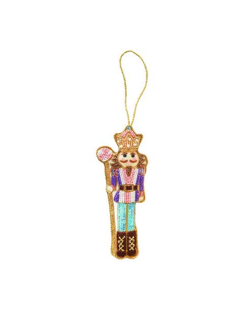 Pastel Beaded Nutcracker Christmas Ornament