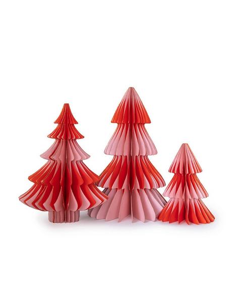 Pink and Red Honeycomb Christmas Tree Set