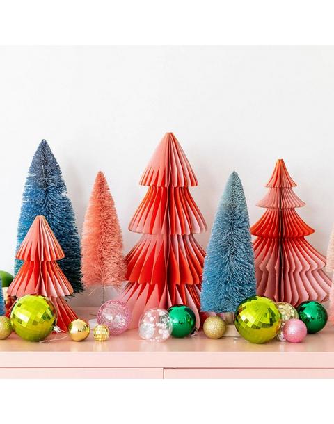 Pink and Red Honeycomb Christmas Tree Set