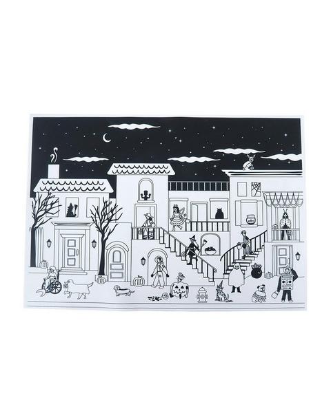 Trick or Treat Street Street Scene Reusable Silicone Coloring Mat