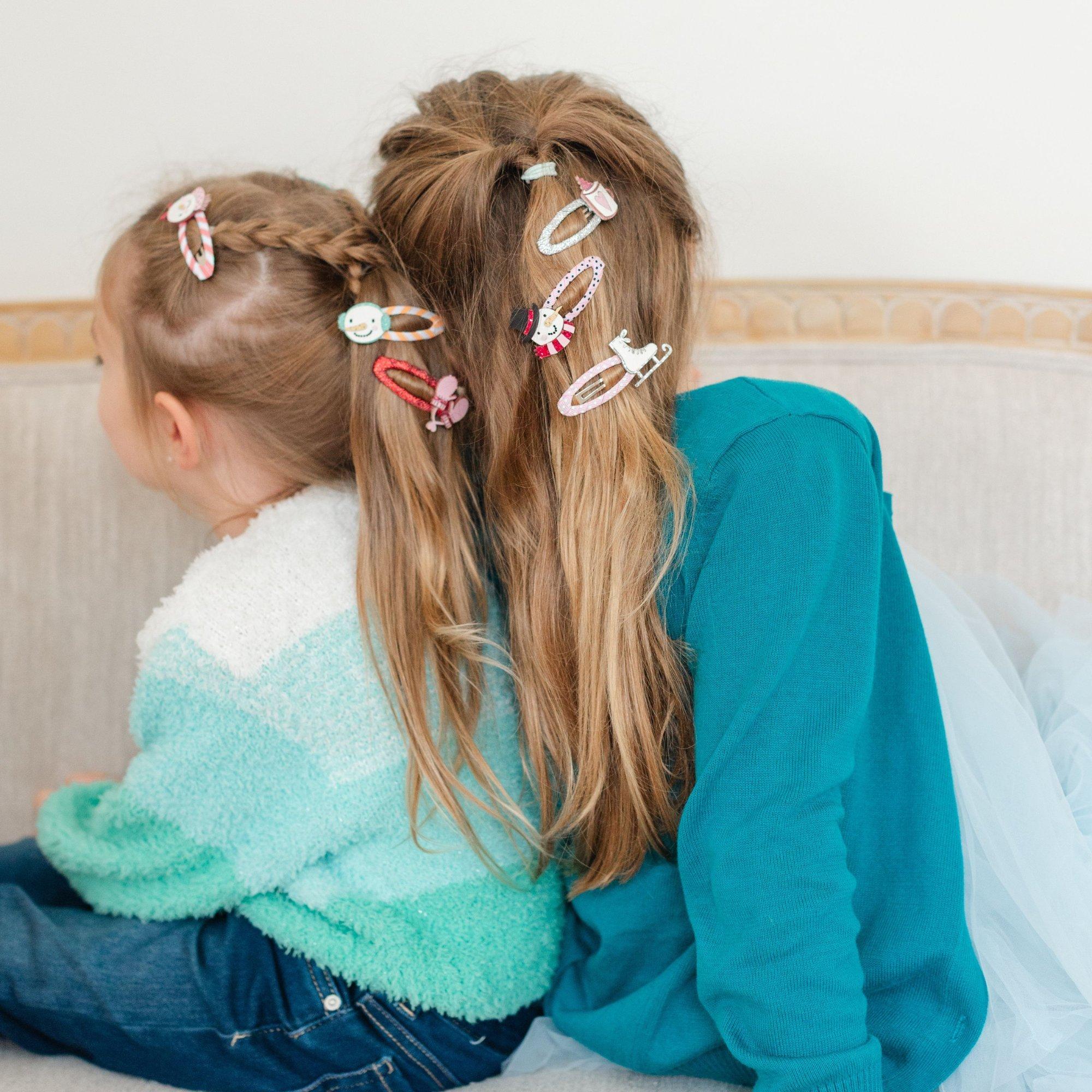 Mittens and Hot Cocoa Winter Hair Clip Set image number 1