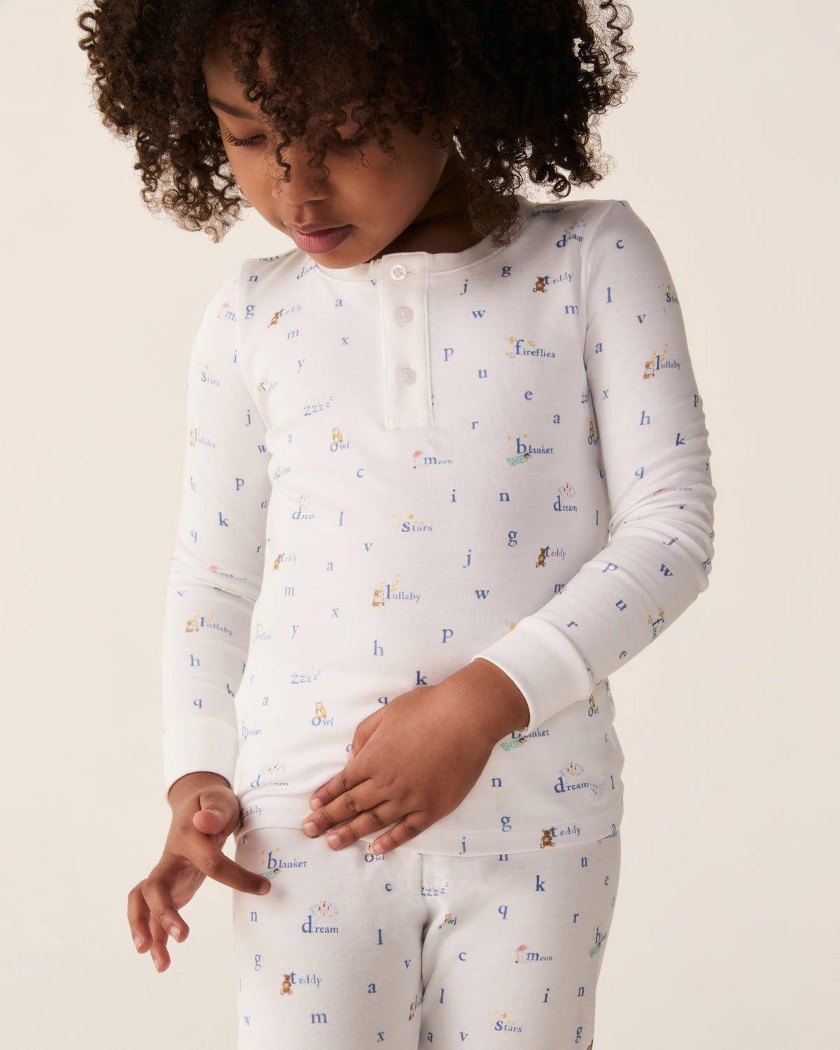 Kid's Pima Snug Fit Pajama Set in Letters and Lullabies image number 1