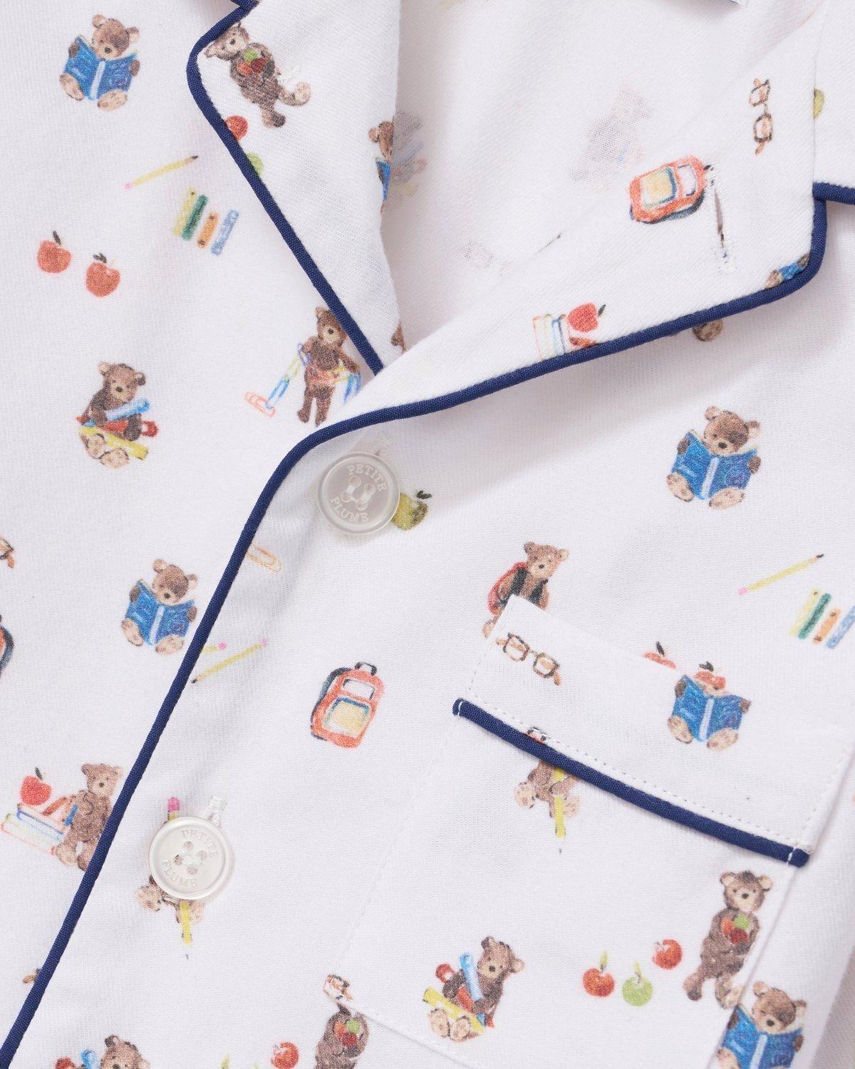 Kid's Twill Pajama Set in Teddy Goes To School image number 1