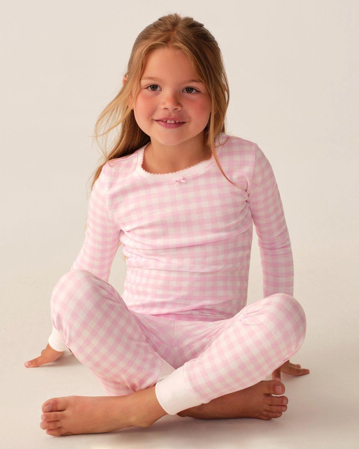 Kid's Pima Snug Fit Pajama Set in Pink Gingham image number 1