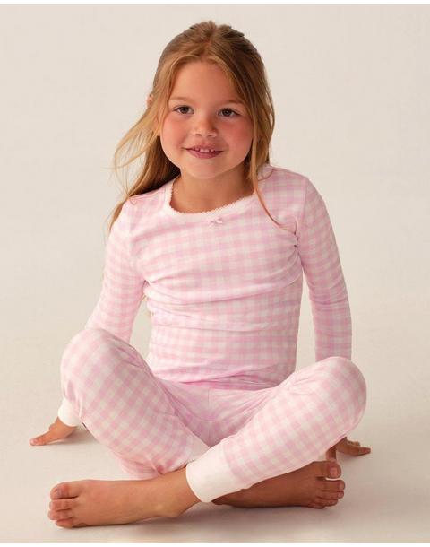 Kid's Pima Snug Fit Pajama Set in Pink Gingham