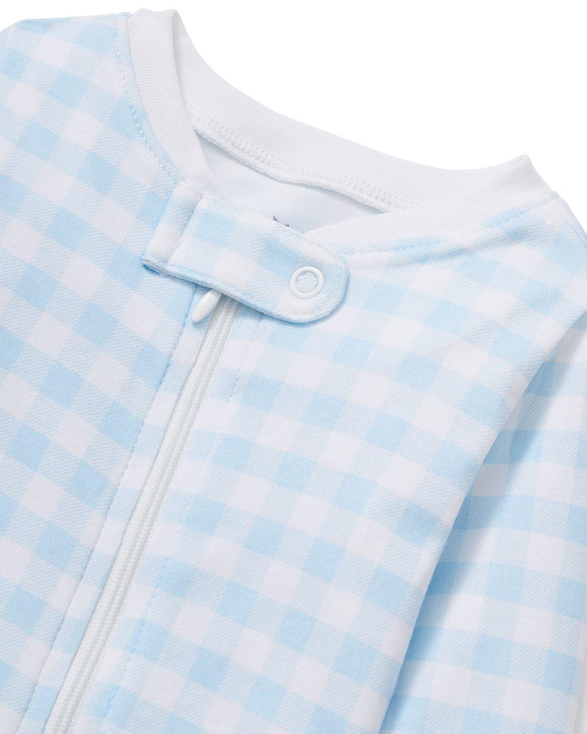 Baby's Pima Romper in Light Blue Gingham image number 1