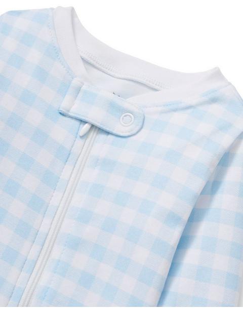 Baby's Pima Romper in Light Blue Gingham