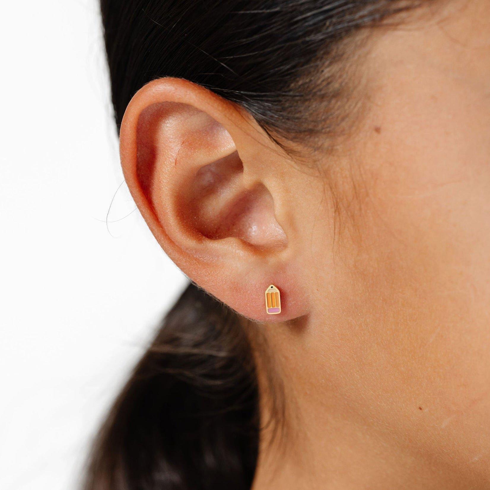 Pencil Flatback Stud Earrings