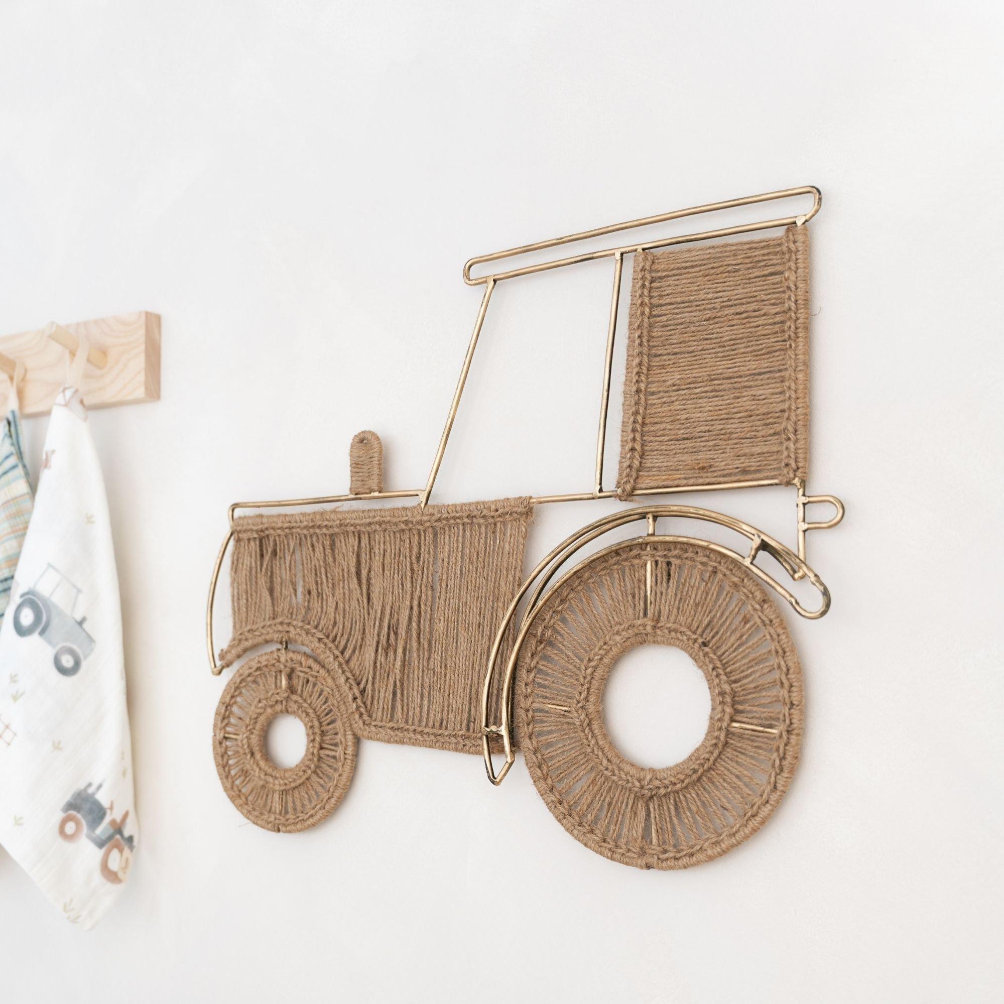 Charlie Farmhouse Jute Tractor Wall Decor image number 3