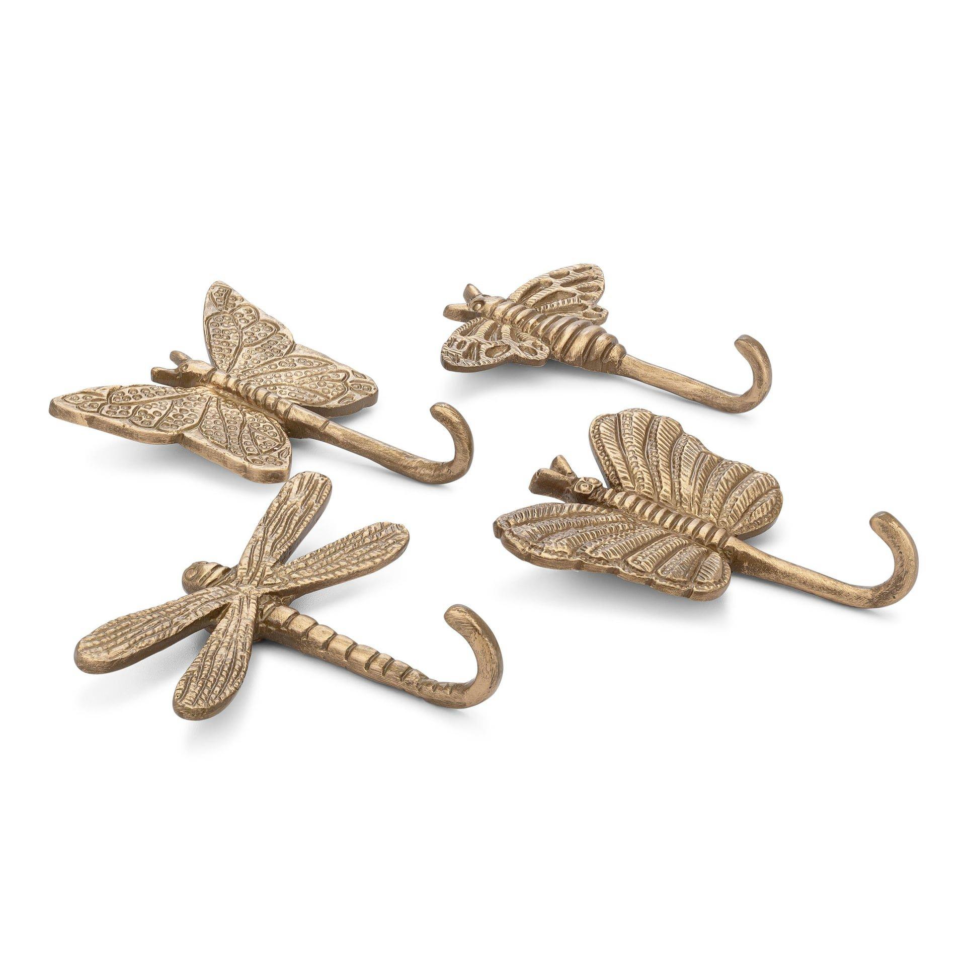 Violet Dragonfly Antique Gold Wall Hook Set image number 1