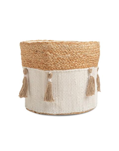 Cotton & Jute Boho Storage Bin