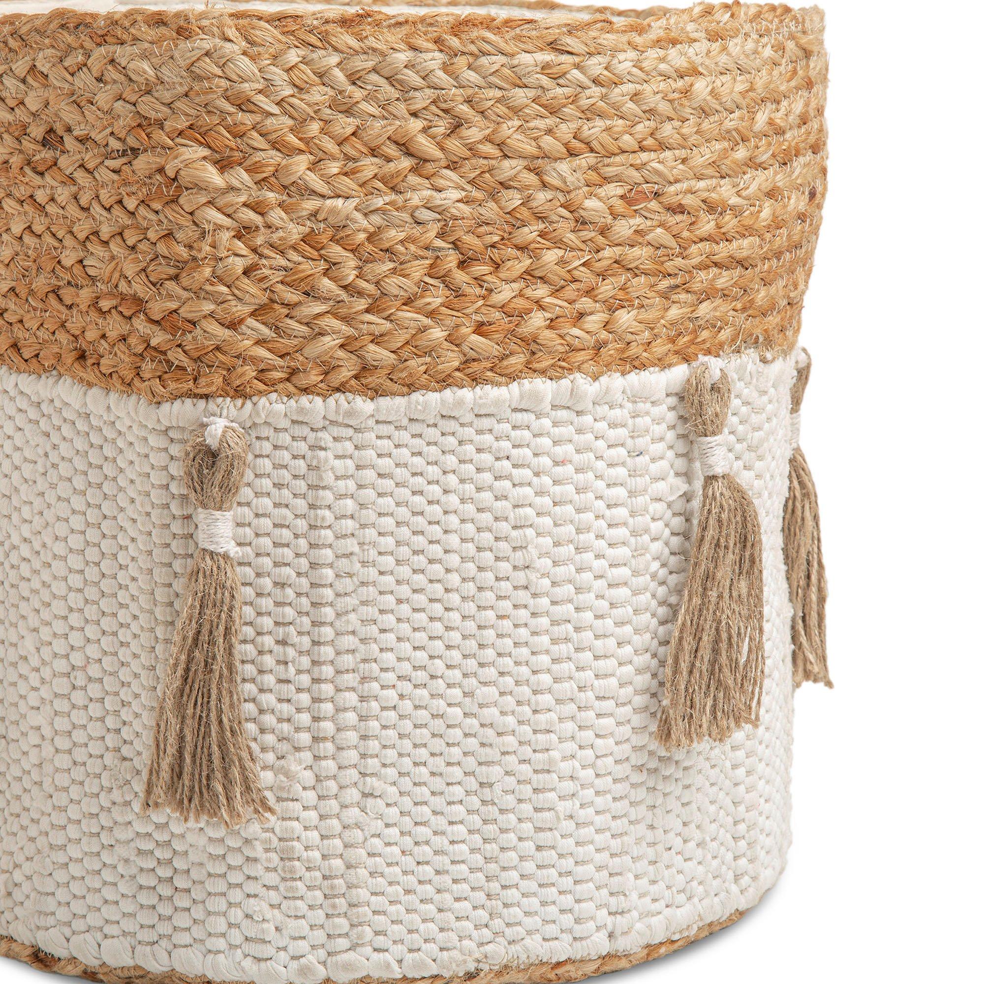 Cotton & Jute Boho Storage Bin image number 1